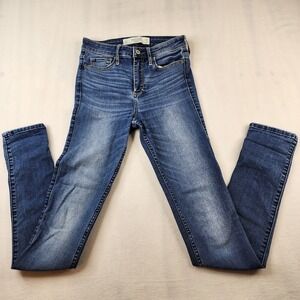 Abercrombie & Fitch Skinny Womens Size 2L 26 X 33 Blue‎ Mid Rise Denim